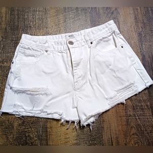 Forever 21 Distressed White Denim Shorts Sz 26 (4)